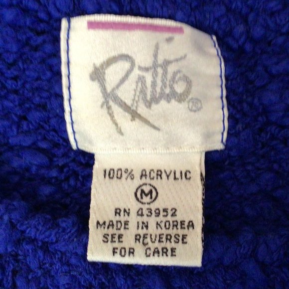 Ritto - Vintage three-quarter sleeve pullover blue textured sweater - Picture 3 of 4
